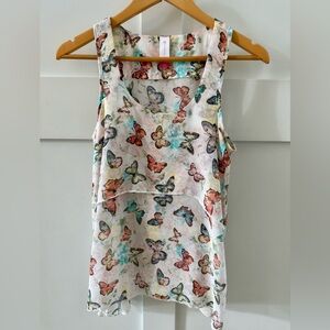 Women’s No Boundaries Butterfly Tank Blouse Layered Shirt Size Small
